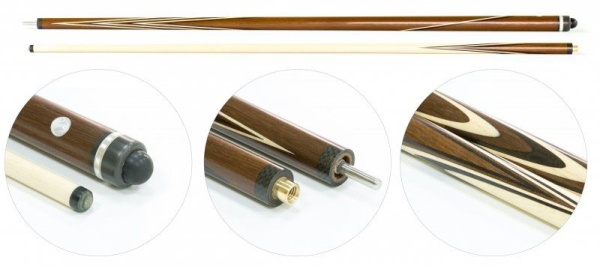 Кий для русского бильярда 2-pc "Классика" (термограб, светло-коричневый, белый) 13 запилов