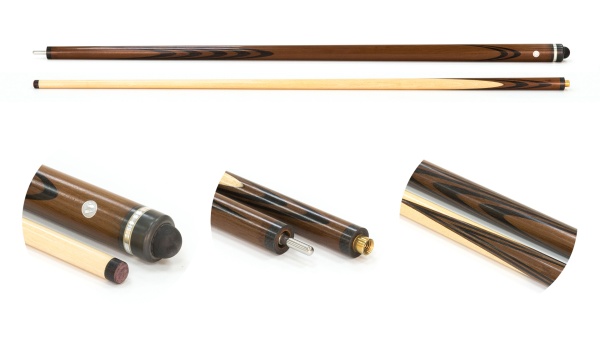 Кий для русского бильярда 2-pc "Классика" (термограб, коричневый, черный) 13 запилов